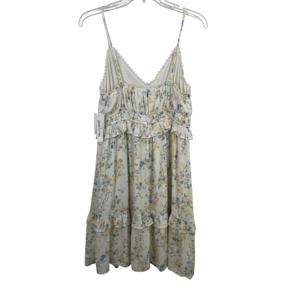 Wallflower Womens Size Large Floral Midi Dress With Ruffle Hem Adjustable Straps - Picture 2 of 13